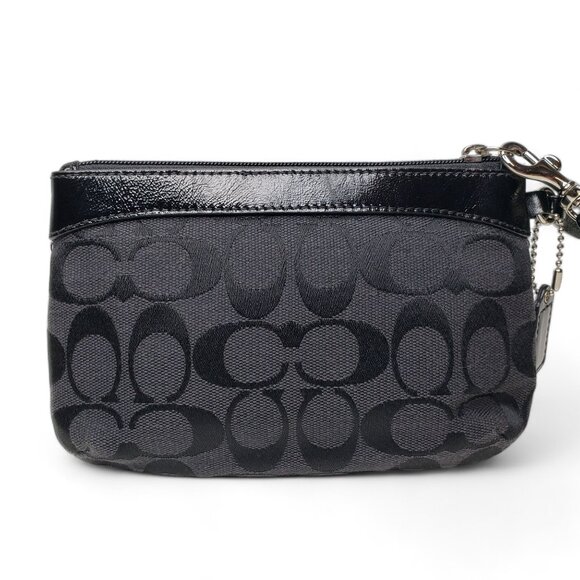 Coach Clutch Signature Embroidered Canvas Mini Wristlet Clutch Bag - Picture 3 of 8